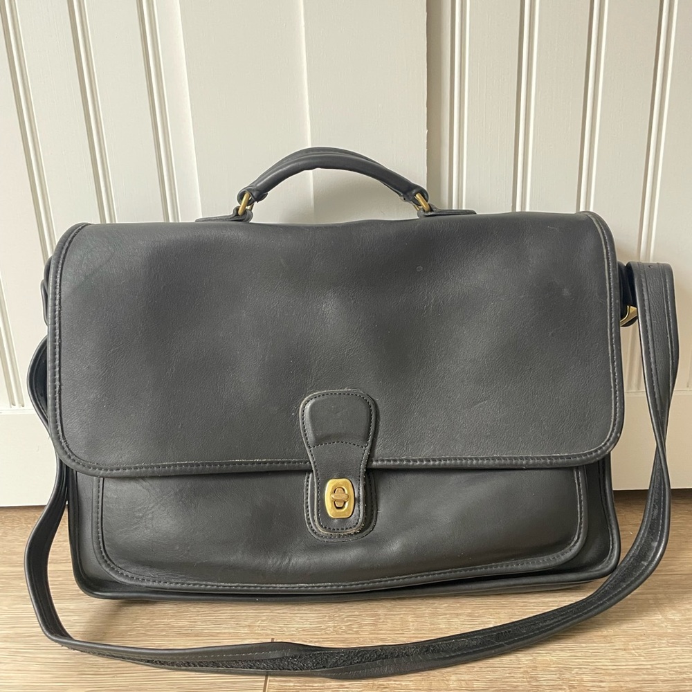 Vintage Coach Metropolitan Briefcase Messenger Black All Leather